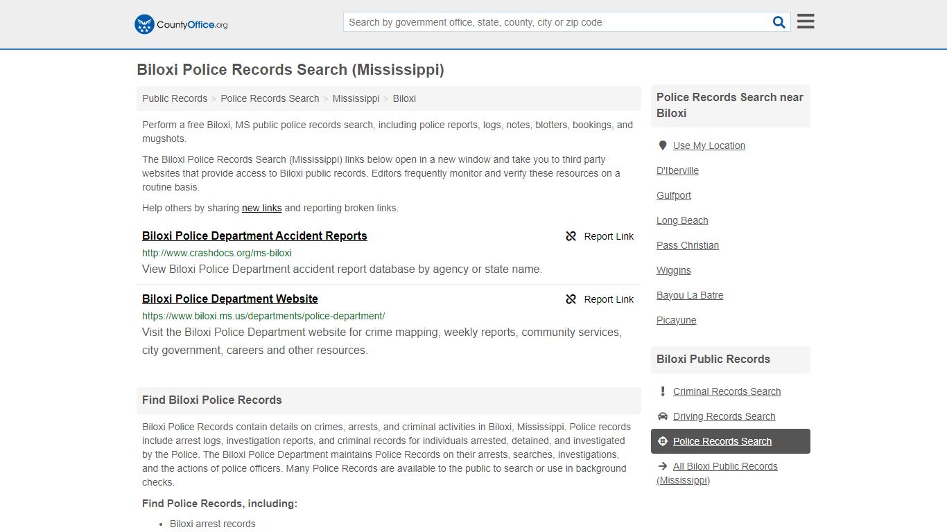 Police Records Search - Biloxi, MS (Accidents & Arrest Records)