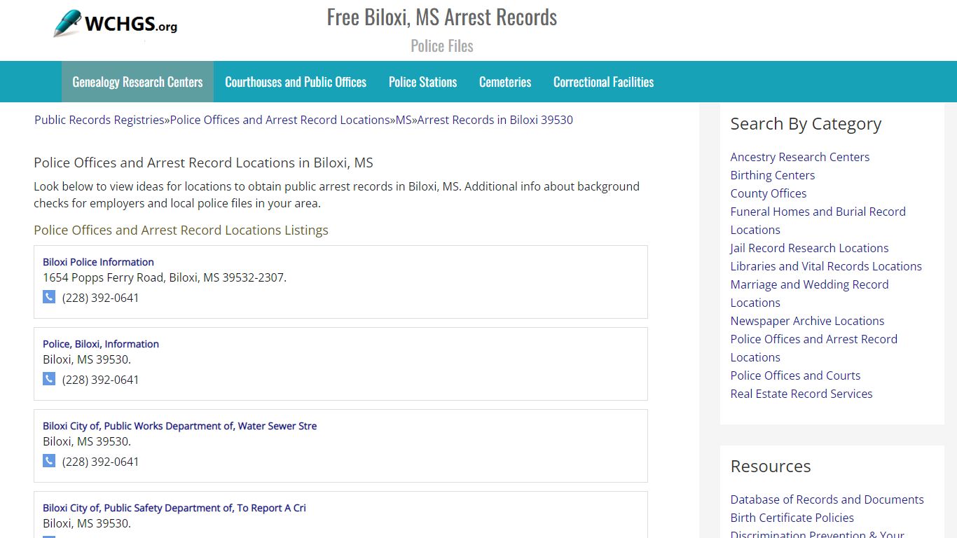 Free Biloxi, MS Arrest Records - Police Files