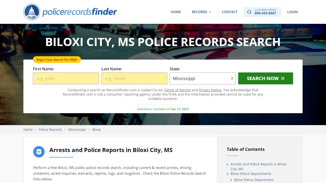 Biloxi, Harrison County, MS Police Reports & Police Department Records